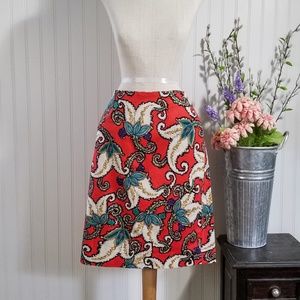 | premise | burnt orange paisley a-line skirt